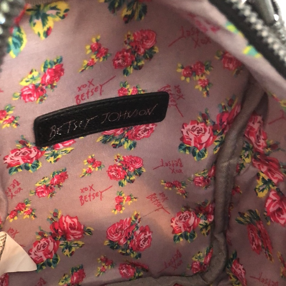 BETSEY JOHNSON  French Bull dog roses pattern mini backpack w/shoulder straps - Picture 11 of 15